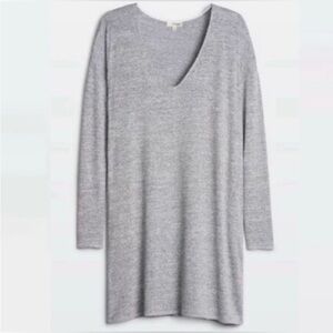 Wilfred Free Heather Gray V-Neck Long Sleeve Dress with Pockets